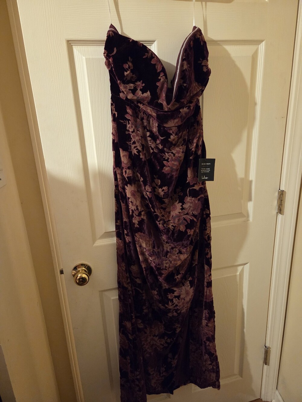 Lulu's Velvet Floral Maxi Dress in Plum and Mauve
